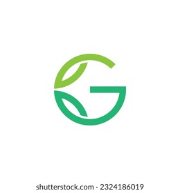 Letter G Leaf Logo, Abstract Initial Letter G and leaf Logo, Nature, Icon, Vector