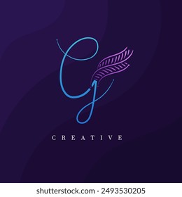 Buchstabe G Blatt Logo für Schönheit, Mode und Kosmetik. Schönes florales G botanisches Logo