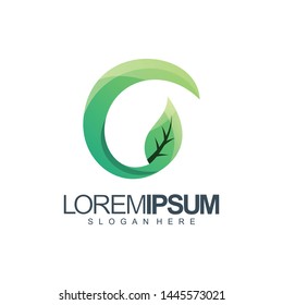 letter g leaf logo design vector illustration