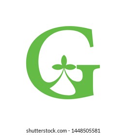 Letter G with leaf logo design vector