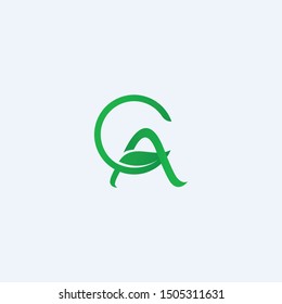 Letter G A and leaf logo design vector template