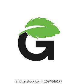 Letter G with Leaf logo design concept vector. Initial G Nature logo template.