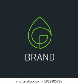 Letter G Leaf Logo Design Vector Template. Minimalist Letter G Symbol