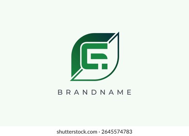 Letter G with leaf logo design vector template.