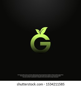 Letter G leaf Logo icon monogram design. Vector graphic design template element. black background.