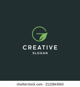Letter g leaf logo icon flat design template 