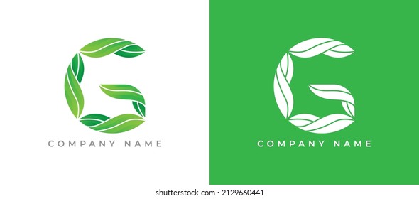 Letter G Leaf logo icon symbol. Vector logo template