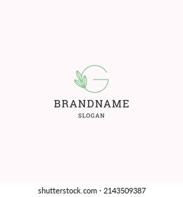 Letter g leaf logo icon flat design template 