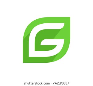 letter G leaf logo icon element