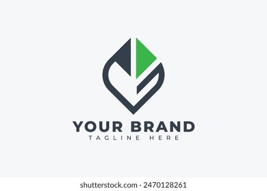 Letter G Leaf Logo isolated on White Background. Usable for Business, Branding and Technology Logos. Flat Vector Logo Design Template Element