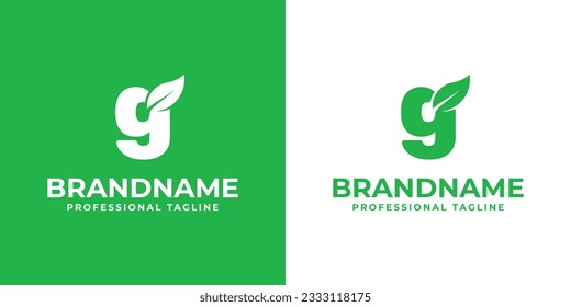 Logo des Buchstaben G Leaf, geeignet für Geschäfte, die mit Blatt-, Natur-, Pflanzen-, Ökologie- oder Umweltthemen mit G-Initial zusammenhängen.