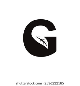 Letra G Leaf Logo, adecuado para negocios relacionados con la hoja, la naturaleza, la planta, la ecología, la salud, la cosmética o el medio ambiente con G inicial.