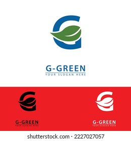 vector de diseño de plantilla de logotipo de letra g hoja. combinación de la letra g y hojas verdes. diseño simple de vector plano. apto para la naturaleza, el negocio de la energía verde, el exterior, etc.