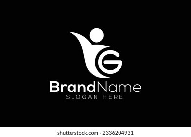 Letra G leaf man logo diseño vector plantilla