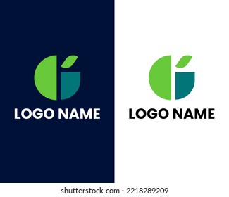 letter g with leaf modern logo design template