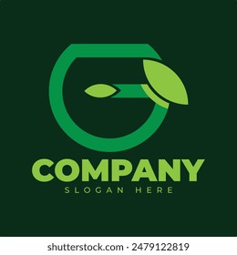 Letter G Leaf Nature Logo minimalist and modern