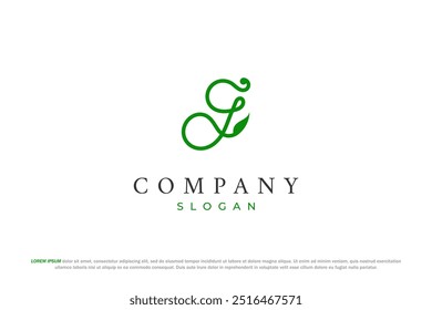 Letra G Hoja y logotipo de la naturaleza