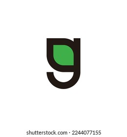 Letter g leaf, outline geometric symbol simple logo vector