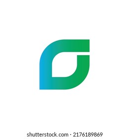 Letter G leaf outline, gradient geometric symbol simple logo vector