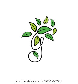 Letter G Leaf Tree Nature Logo Design Vector