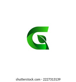 letter G and leaf vector illustration for an icon,symbol or logo. G initial logo