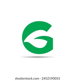 Letter G with Leaves in Negative Space. Green, Simple, Clean and Smart Logo. Initial Letter G logo. Environmental, Herbs, Nature, Leaves or Health.