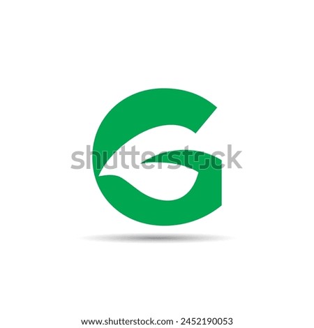 Letter G with Leaves in Negative Space. Green, Simple, Clean and Smart Logo. Initial Letter G logo. Environmental, Herbs, Nature, Leaves or Health.