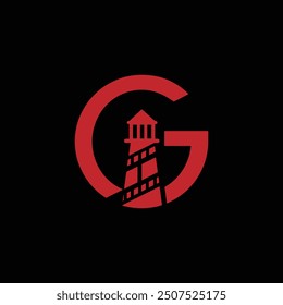 Letter G Lighthouse Logo Design Vector Icon Graphic Emblem Illustration