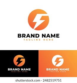letter G with lightning bolt blitz electricity electric vehicle charging power supply environmentally friendly energy symbol icon flat logo stock vector design
