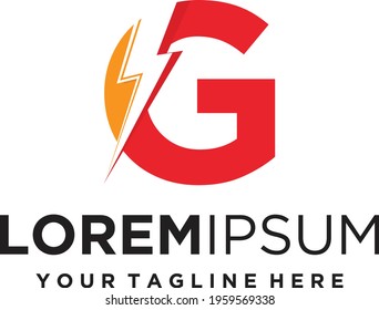Letter G lightning electric logo