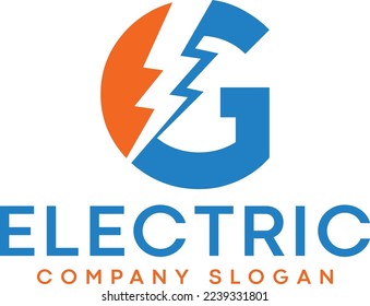 
Letra G Logotipo eléctrico Lightning con perno de iluminación