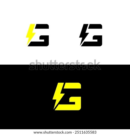 Letter G lightning logo icon design template elements
