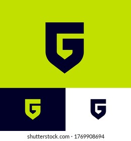 Letter G like a shield. G monogram. Emblem of antivirus or protection system. The minimalist style.