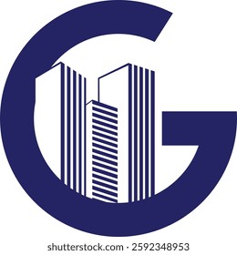 Letter G Line art Building Logo design template