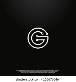 Letter G line tech Logo icon monogram design. Vector graphic design template element. black background.