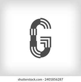 Letter G linear modern logo. The letter is in line strip form. Alphabet letter character and linear abstract design. logo, corporate identity, application, creative poster and more.
