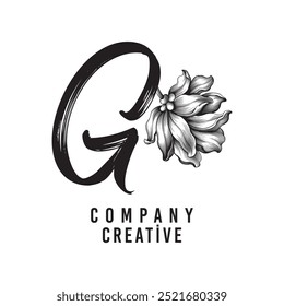 Letter G Linked Leaf Logo, Black color, unique design