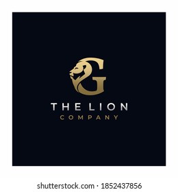 Letter G Lion Head , Elegant Luxury Initial Logo Design Vector