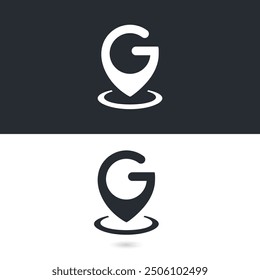 
Icono de combinación de ubicación de letra G Plantilla de Vector 