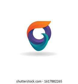 letter g logo, 3d, circle, swoosh, ornament design