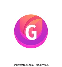 Letter G logo abstract circle shape element. Vector round company icon sign.
