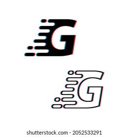 Letter g logo abstract  glitch old screen design  logo  vector. Template design logotype  