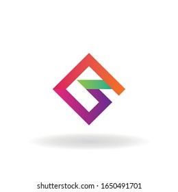 letter g a logo abstract with square design
