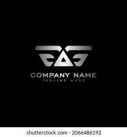 Logo de la letra A y G. Plantilla de estilo de inclinación del logotipo AG elegante en color plateado, archivo vectorial.