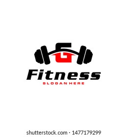 Letter G Logo With barbell. Fitness Gym logo. fitness vector logo design for gym and fitness.