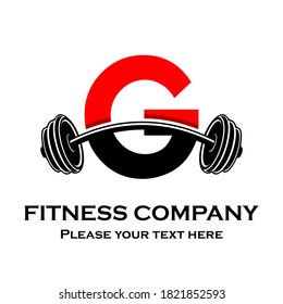 Letter g Logo With barbell template illustration. Fitness Gym logo. fitness vector logo design for gym and fitness.