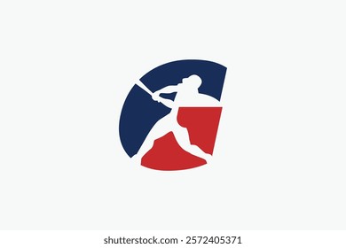 letter G logo with baseball player silhouette. It is good for team logo, club, sticker, etc.