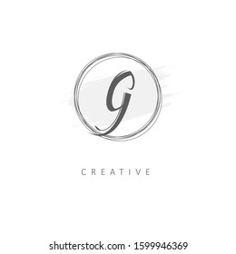 Letter G Logo with Brush Stroke and Circular Rounded Template. Design Vector Illustrattor