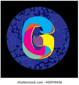 Letter G logo in bubble frame. Colorful vector design for banner, presentation, web page, app icon, card, labels, posters, and publication