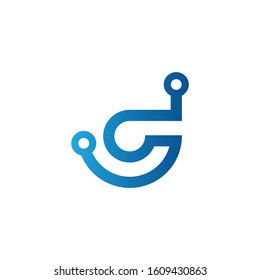 letter g logo with circuit tech
